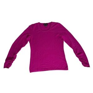 McDuff Magenta-Berry 100% Cashmere Ruched Sleeve Sweater SOFT Quiet Luxury M EUC